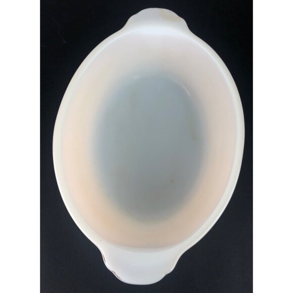 Fire King Anchor Hocking Peach Luster Swirl Round Casserole 1 1/2 Quart - Picture 8 of 13